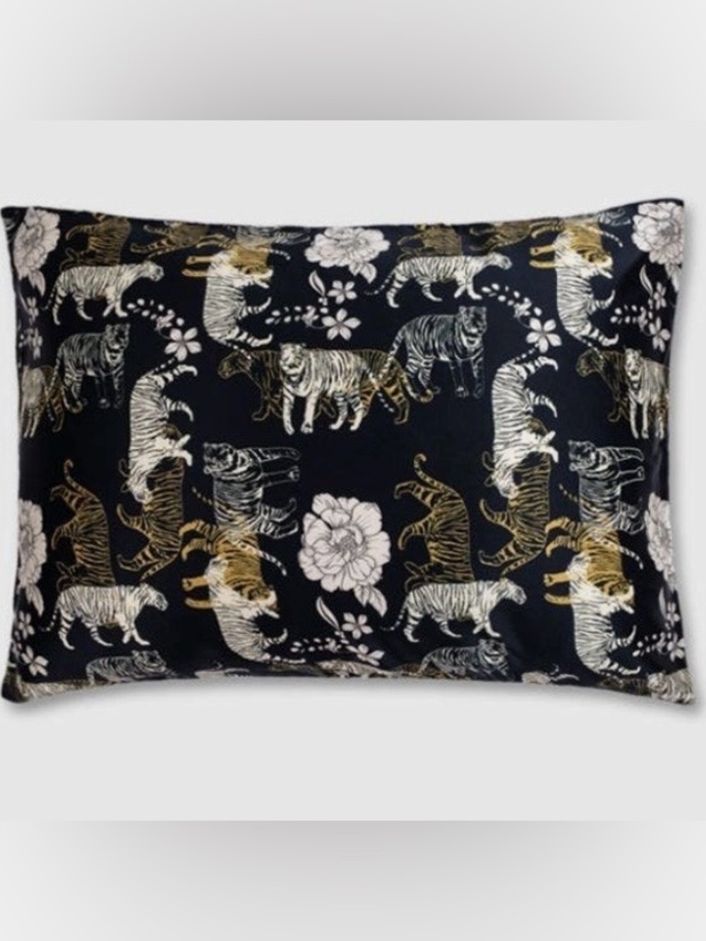 Johnny Was Black Floral & Tiger Print Pillow Cover